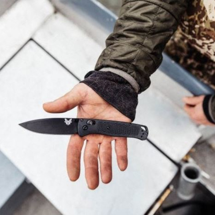 Benchmade Bugout Non-Serrated Black DLC Drop Point - Axis Lock/Thumb Stud - Image 7